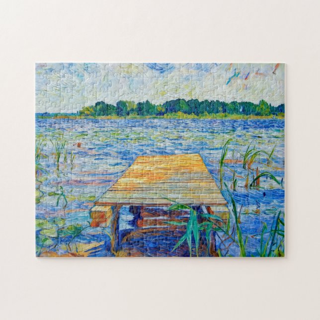 Impressionist Wooden Pier at Ferch on the Schwielo Pussel (Horisontell)