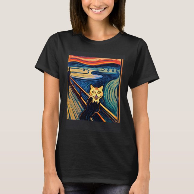 Impressionistic Cat Screaming Impressionism Cats P T Shirt (Framsida)