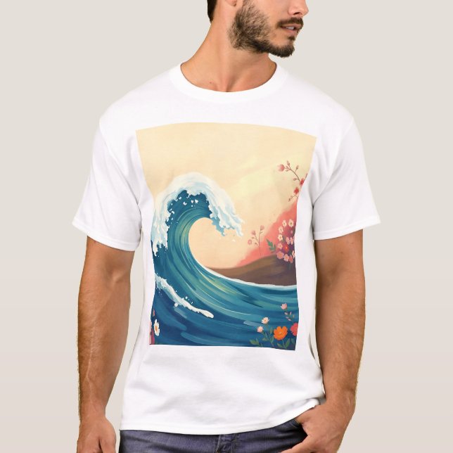 Impressionistic Ocean Wave T Shirt (Framsida)