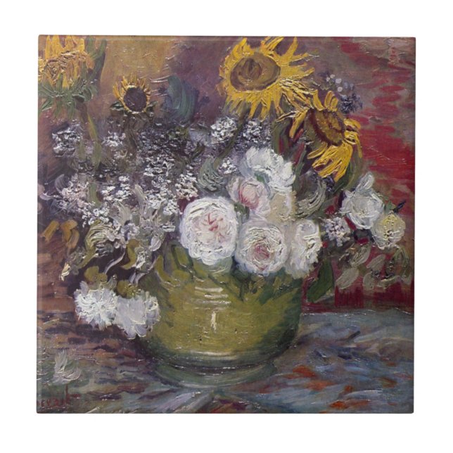 Impressionistisk Blommigt still Life - Vincent van Kakelplatta (Framsidan)