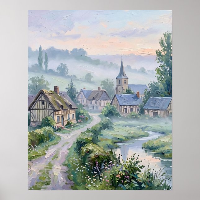 Impressionistisk by väggkonst canvastryck (Framsidan)