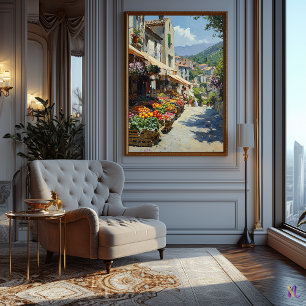 Impressionistisk bymarknad landskapsbild – gata poster