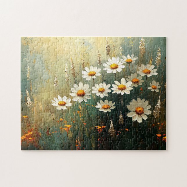 Impressionistisk Daisy Fält Art Pussel (Horisontell)
