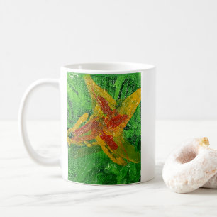 Impressionistisk färg på en pipettblomma kaffemugg