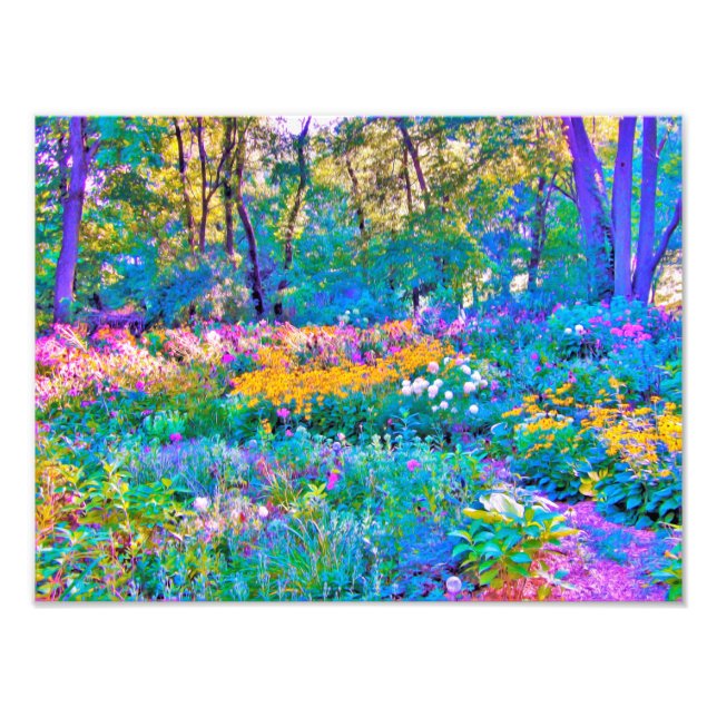 Impressionistisk Färgstark Trädgårdslandskap Blomm Fototryck (Framsidan)