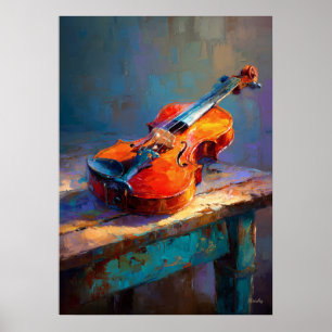 Impressionistisk fiolmålning klassisk musik konst poster