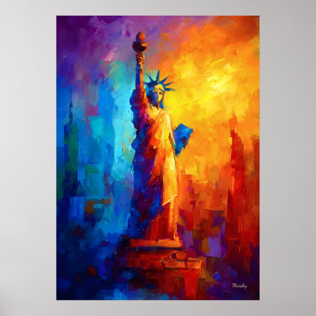 Impressionistisk frihetsgudinnan New York konstver Poster (Framsidan)