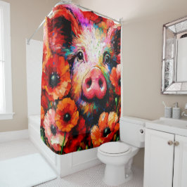 Impressionistisk Gris i Röda vallmoblommor