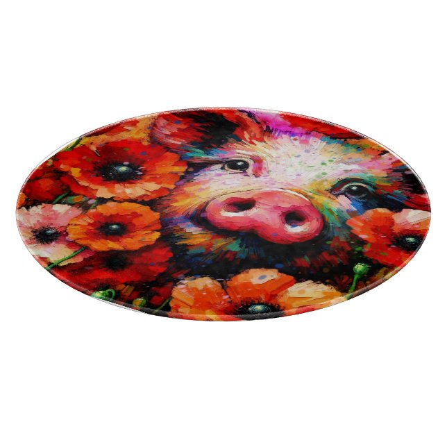 Impressionistisk Gris i Röda vallmoblommor (Hörn)