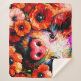 Impressionistisk Gris i Röda vallmoblommor