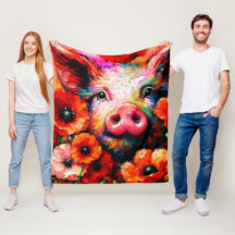 Impressionistisk Gris i Röda vallmoblommor