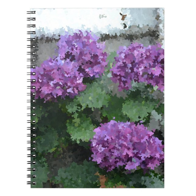 Impressionistisk Hydrangea Notebook Anteckningsbok Med Spiral (Framsidan)