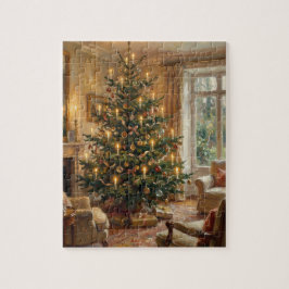 Impressionistisk julgran i Monet-stil konst Pussel