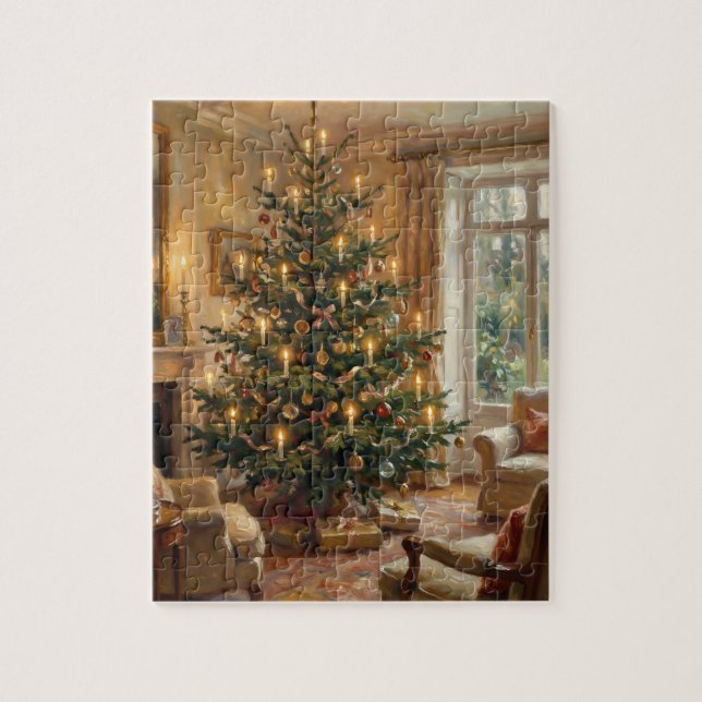 Impressionistisk julgran i Monet-stil konst Pussel (Vertikal)