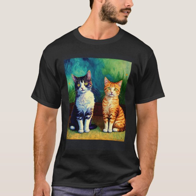 Impressionistisk Katt Impressionism Katter Målning T Shirt (Framsida)