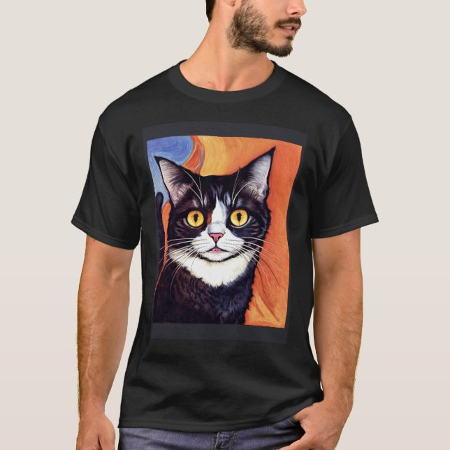 Impressionistisk Katt Skriker Impressionism Katter T Shirt (Framsida)
