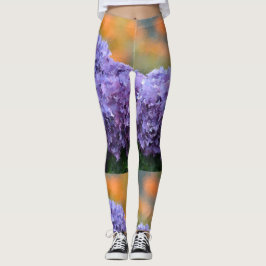 Impressionistisk Lila Hydrangeas Leggings