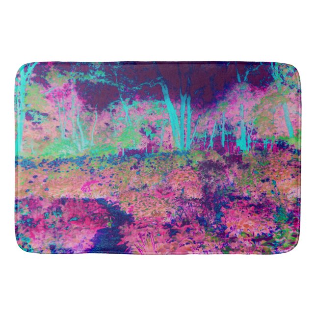 Impressionistisk Lila och Shock rosa i landskapet Badrumsmatta (Framsidan)