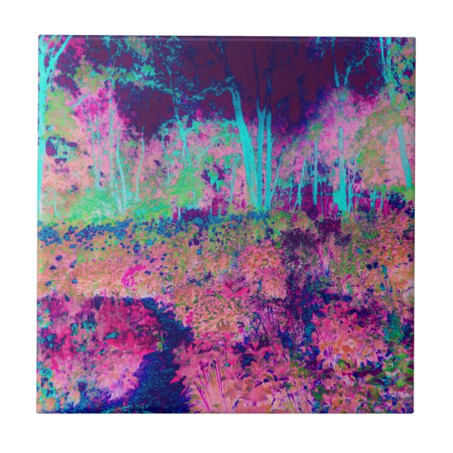 Impressionistisk Lila och Shock rosa i landskapet Kakelplatta (Framsidan)