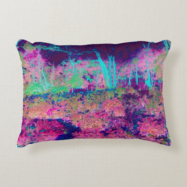 Impressionistisk Lila och Shock rosa i landskapet Prydnadskudde (Framsidan)
