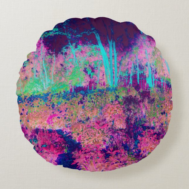 Impressionistisk Lila och Shock rosa i landskapet Rund Kudde (Framsidan)