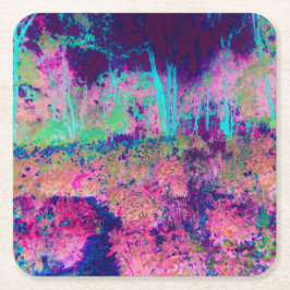 Impressionistisk Lila och Shock rosa i landskapet Underlägg Papper Kvadrat