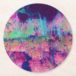 Impressionistisk Lila och Shock rosa i landskapet Underlägg Papper Rund