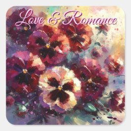 Impressionistisk målning av Blommigten Maron Pansi Fyrkantigt Klistermärke