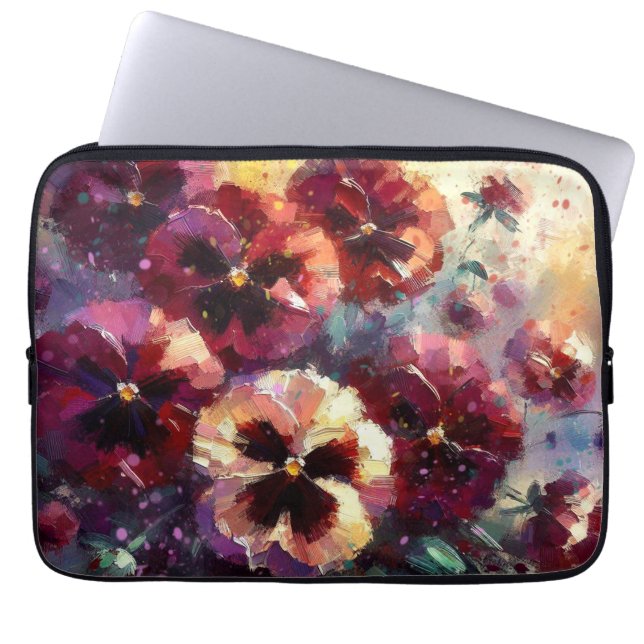 Impressionistisk målning av Blommigten Maron Pansi Laptop Fodral (Framsidan)