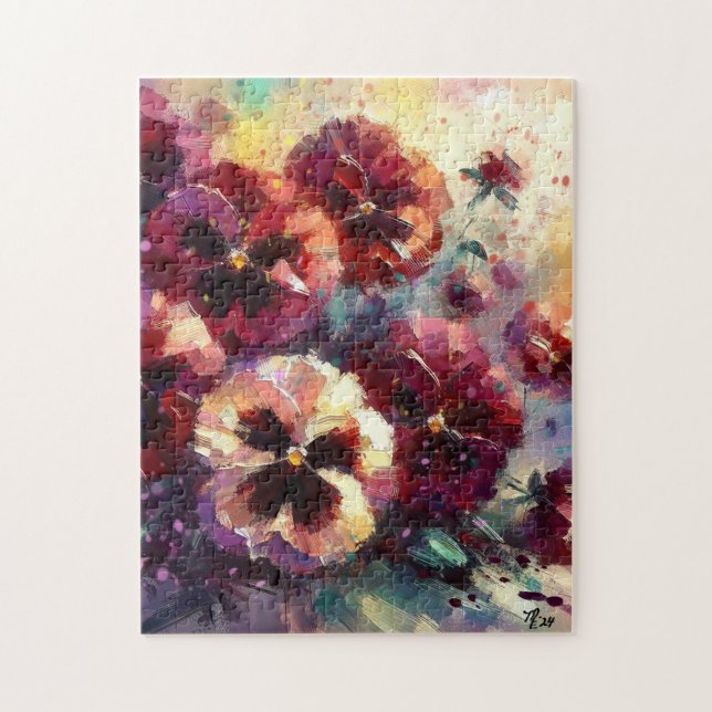 Impressionistisk målning av Blommigten Maron Pansi Pussel (Vertikal)