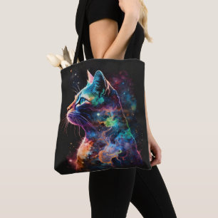 IMPRESSIONISTISK MÖRK GALAX KATT MED STJÄRNOR TYGKASSE