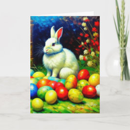 Impressionistisk Påskhare med ägg Helgkort