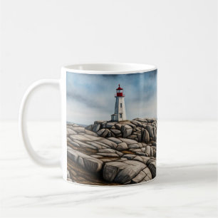 Impressionistisk Peggy's Cove Lighthouse Kaffemugg