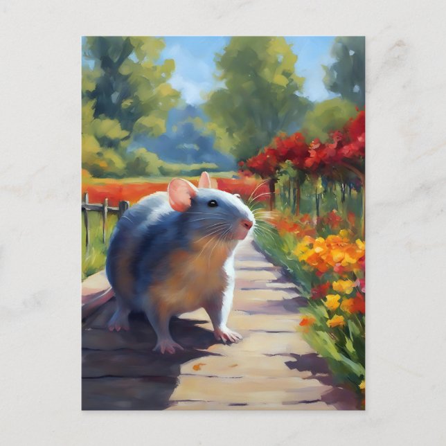 Impressionistisk Råtta Art Vykort (Framsida)