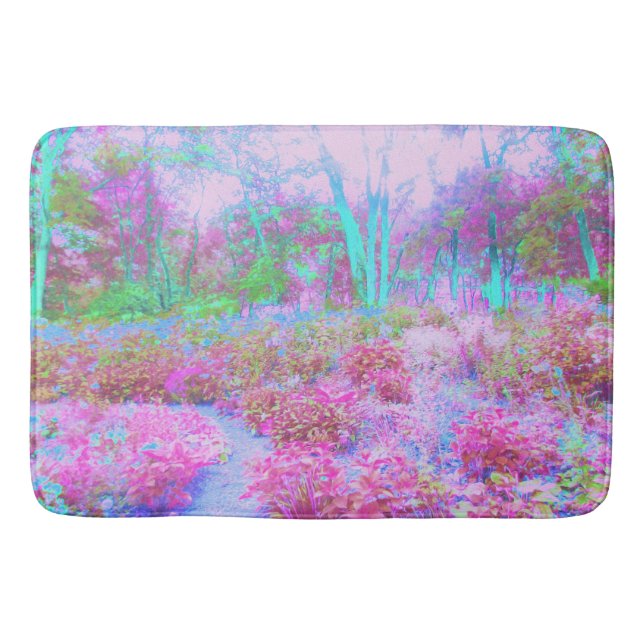 Impressionistisk Rosa och turkos Abstrakt Garden Badrumsmatta (Framsidan)