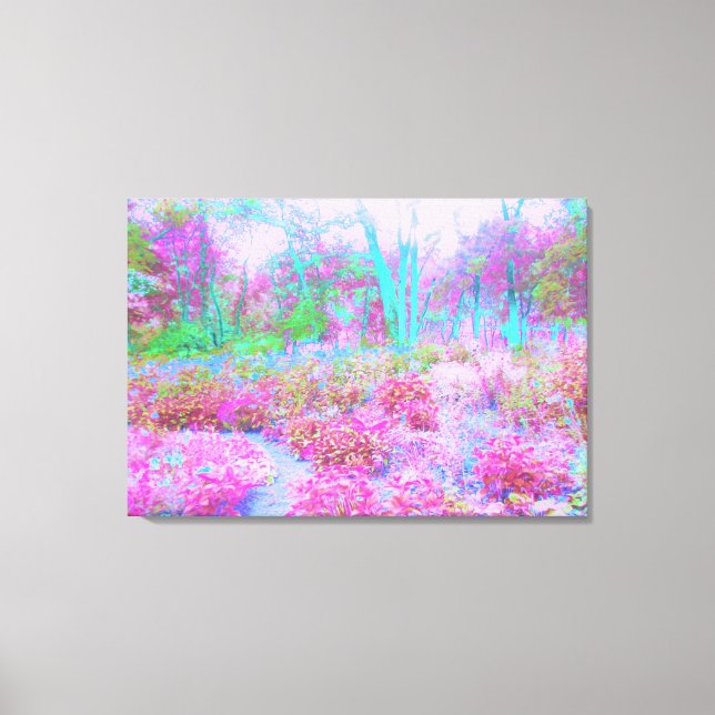 Impressionistisk Rosa och turkos Abstrakt Garden Canvastryck (Framsida)