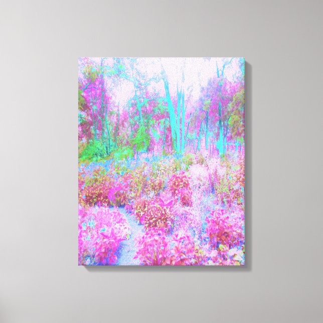 Impressionistisk Rosa och turkos Abstrakt Garden Canvastryck (Framsida)