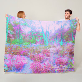 Impressionistisk Rosa och turkos Abstrakt Garden Fleecefilt