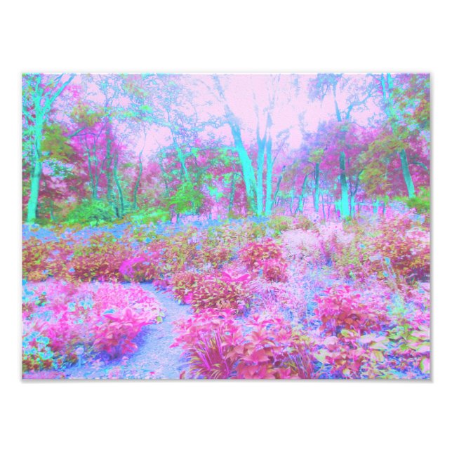 Impressionistisk Rosa och turkos Abstrakt Garden Fototryck (Framsidan)