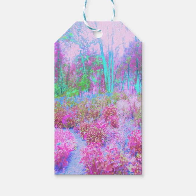 Impressionistisk Rosa och turkos Abstrakt Garden Presentetikett (Framsidan)