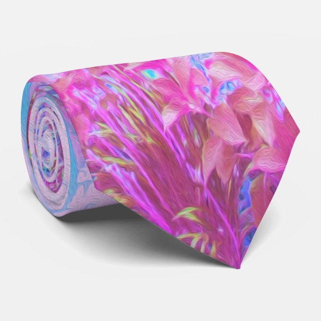 Impressionistisk Rosa och turkos Abstrakt Garden Slips (Rullad)