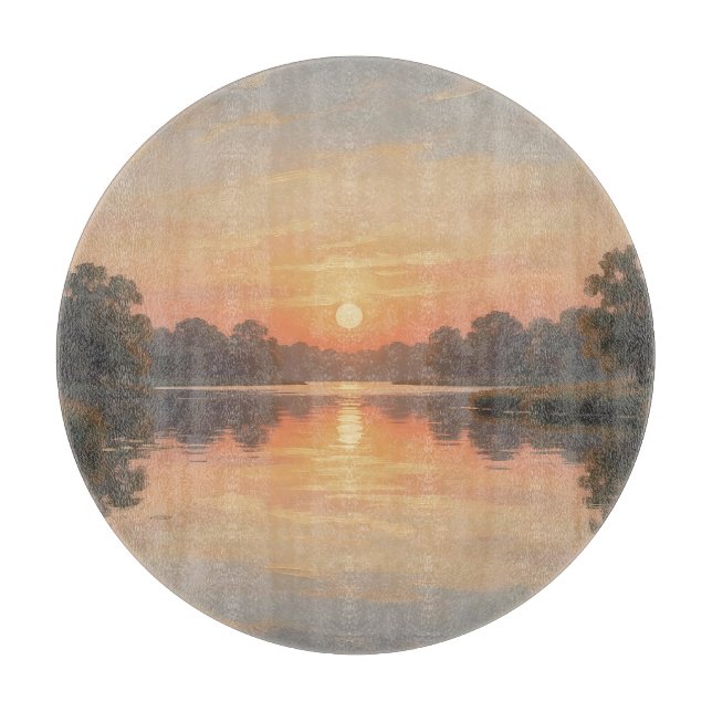 Impressionistisk sjöreflektion i den gyllene timme (Framsidan)