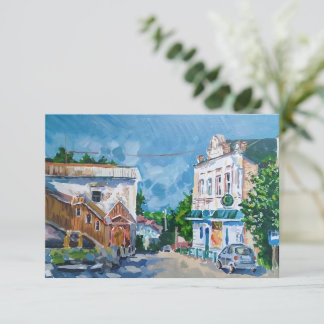 Impressionistisk stadslandskaps konst inbjudan & h (Stående Fram)