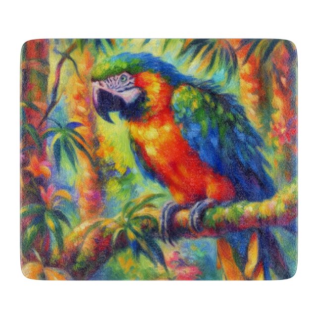 Impressionistisk Tropical Parrot Bird Blue-Grönt (Framsidan)