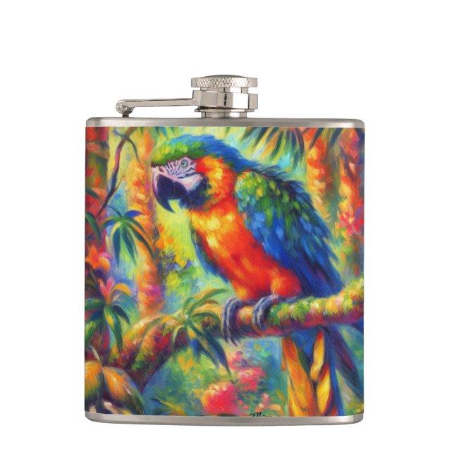 Impressionistisk Tropical Parrot Bird Blue-Grönt Fickplunta (Framsidan)