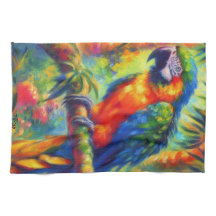 Impressionistisk Tropical Parrot Bird Blue-Grönt
