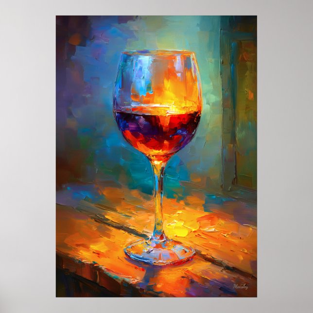 Impressionistisk vin glas målning vinälskare konst poster (Framsidan)