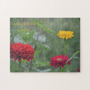 Impressionistisk Zinnia Large Puzzle Pussel