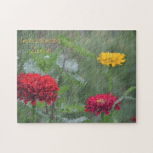 Impressionistisk Zinnia Large Puzzle Pussel (Horisontell)