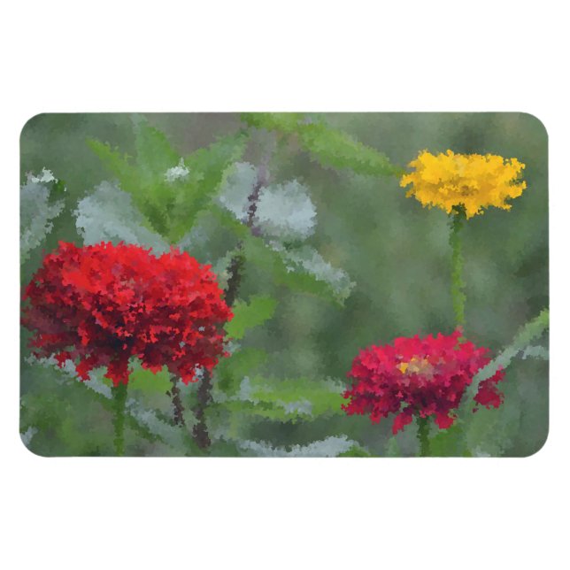 Impressionistisk Zinnia Magnet (Horisontell)